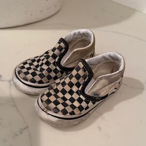 Vans Kids Black and White Checkered Slip-On Sneakers